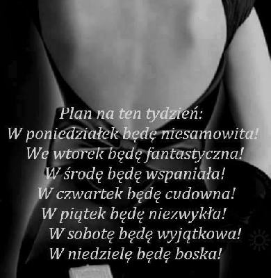 Plany na nowy tydzień